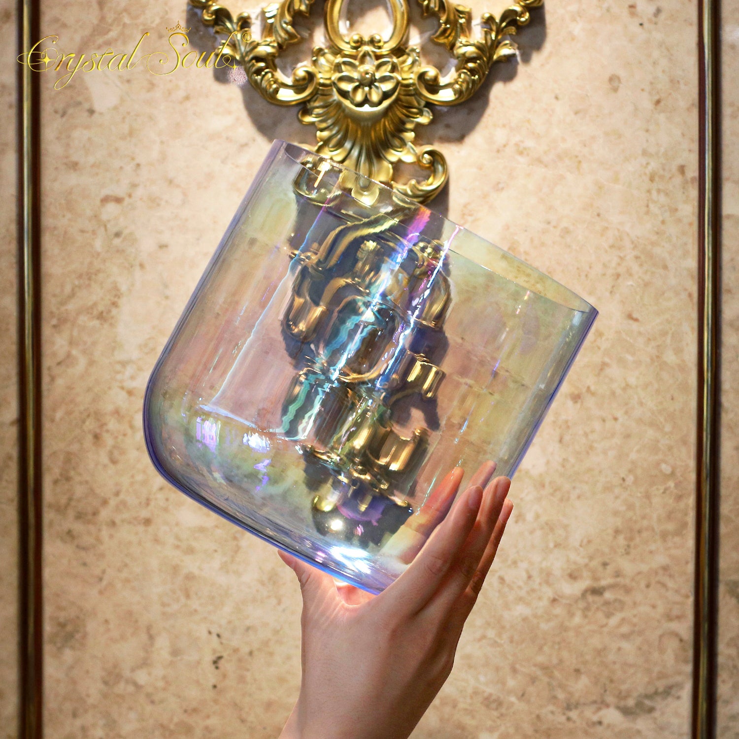 Crystal Soul High Quality Thickened Ice Azure Aurora Alchemy Crystal Bowl