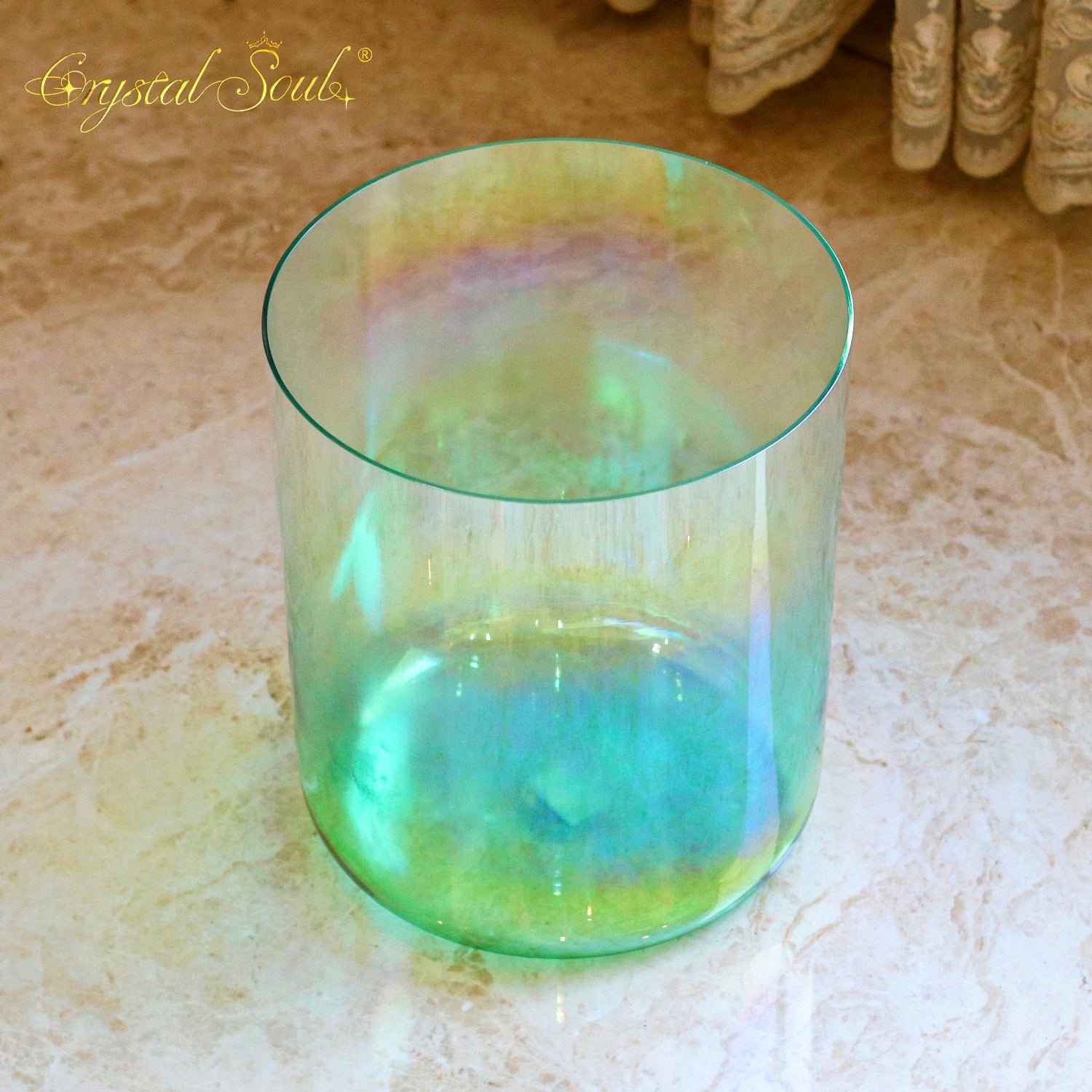 Crystal Soul Classic Chakra Clear Gradient Green Alchemy Crystal Bowl