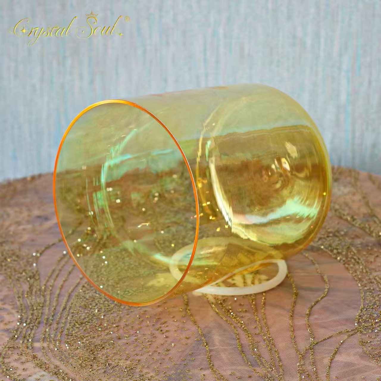 Crystal Soul High Quality Thickened Orange Clear Aurora Alchemy Crystal Bowl