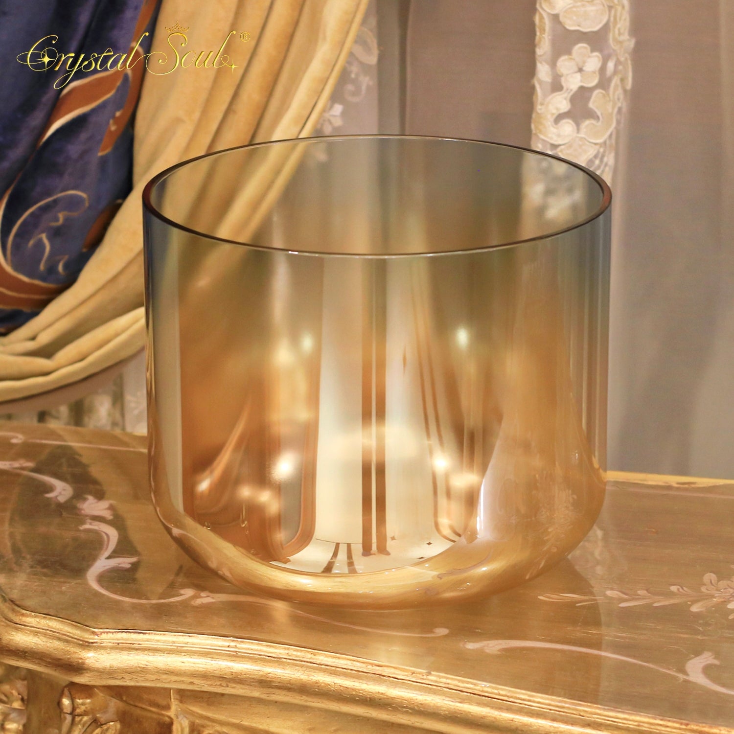 Crystal Soul High Quality Thickened Indigo Gold Gradient Alchemy Crystal Bowl