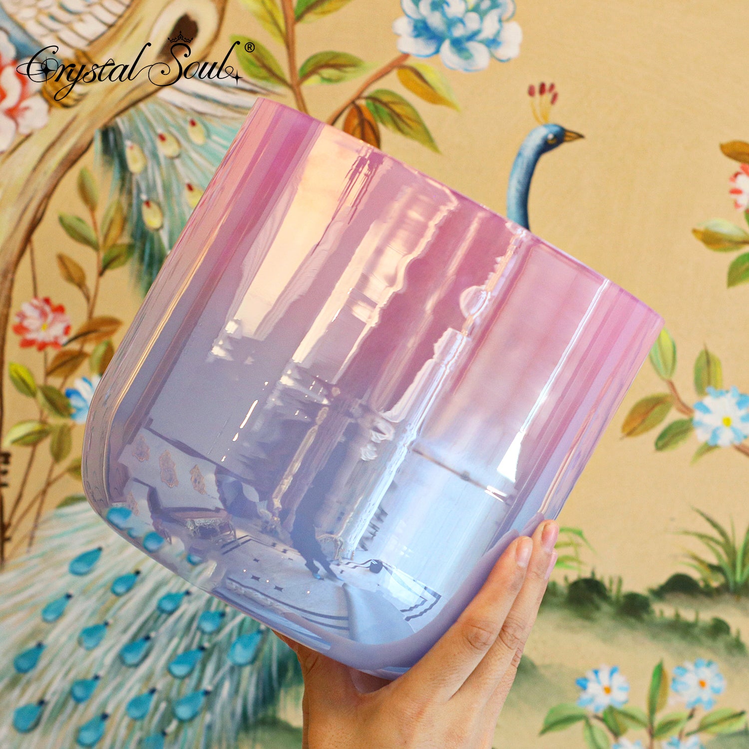 Crystal Soul High Quality Thickened Pink Azure Gradient Alchemy Crystal Bowl