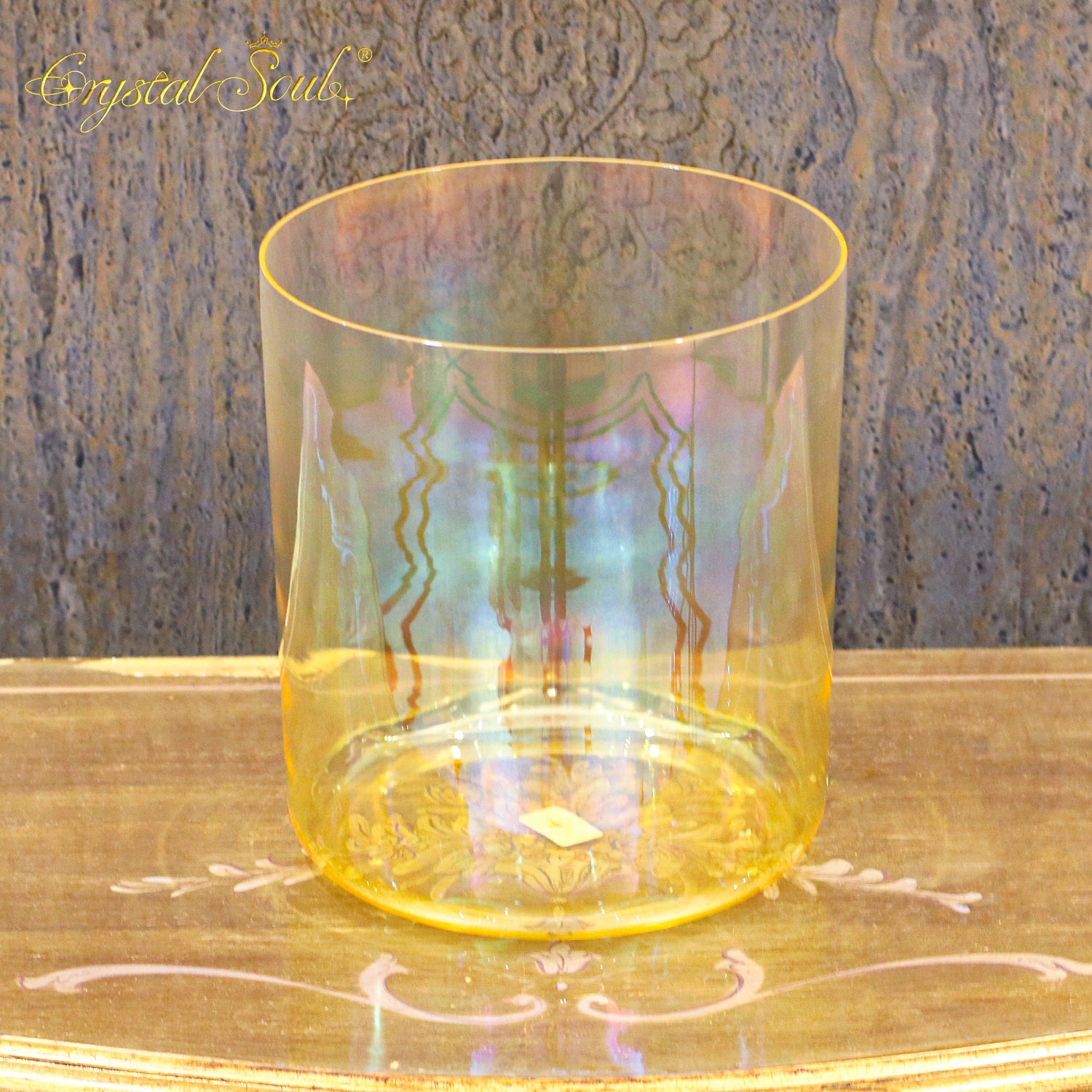 Crystal Soul Classic Chakra Clear Gradient Yellow Alchemy Crystal Bowl