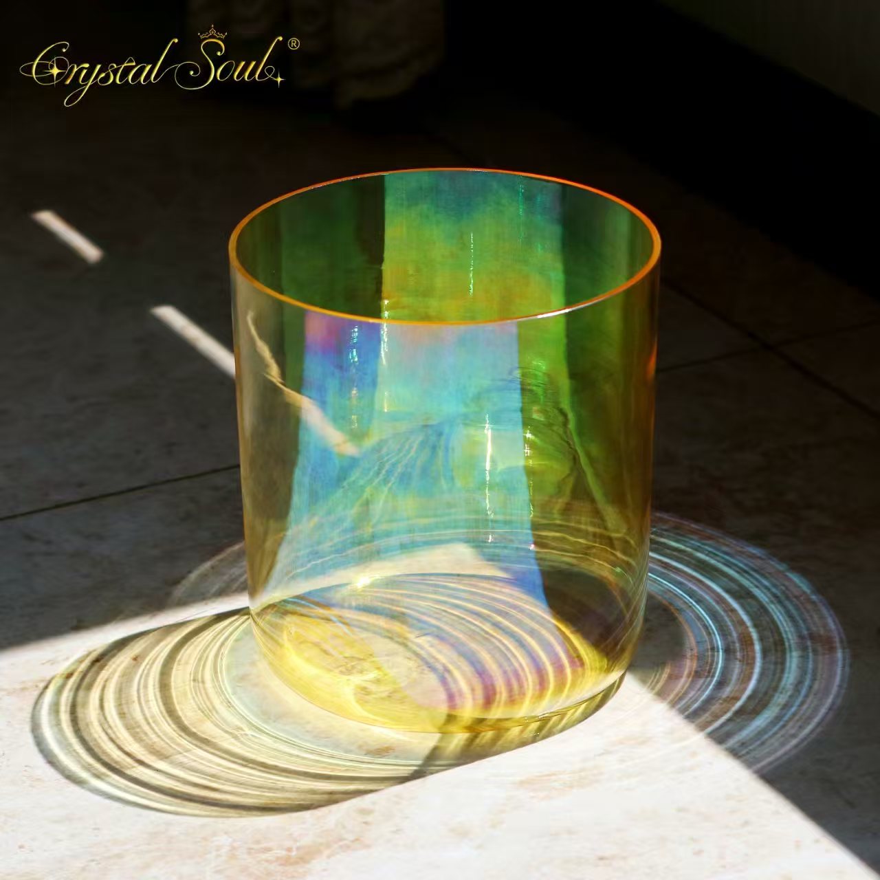 Crystal Soul High Quality Thickened Orange Clear Aurora Alchemy Crystal Bowl