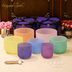 Crystal Soul Candy Color Classic Seven Chakra Frosted Crystal Bowl Set