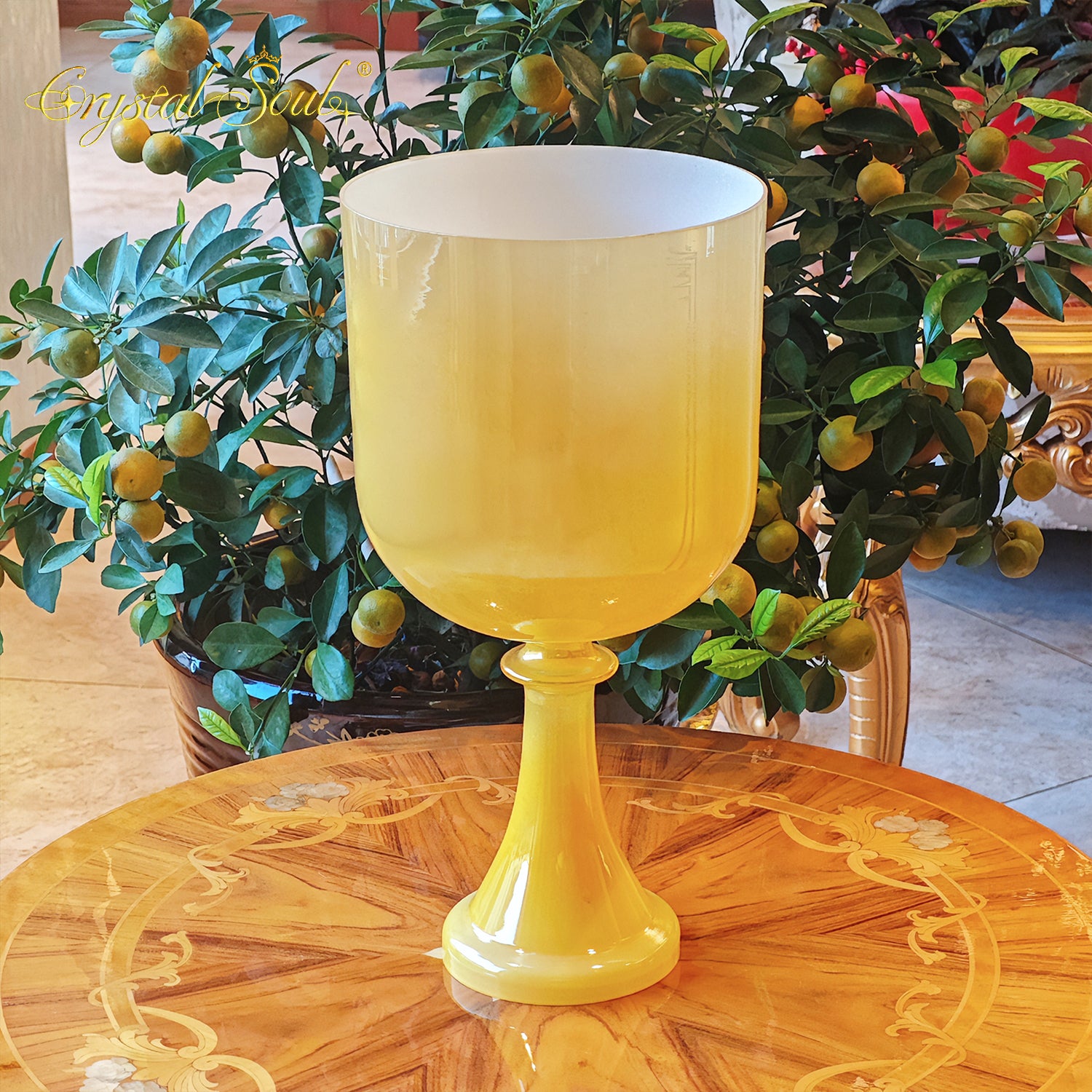 Crystal Soul Glazed Yellow Holy Grail Crystal Singing Bowl
