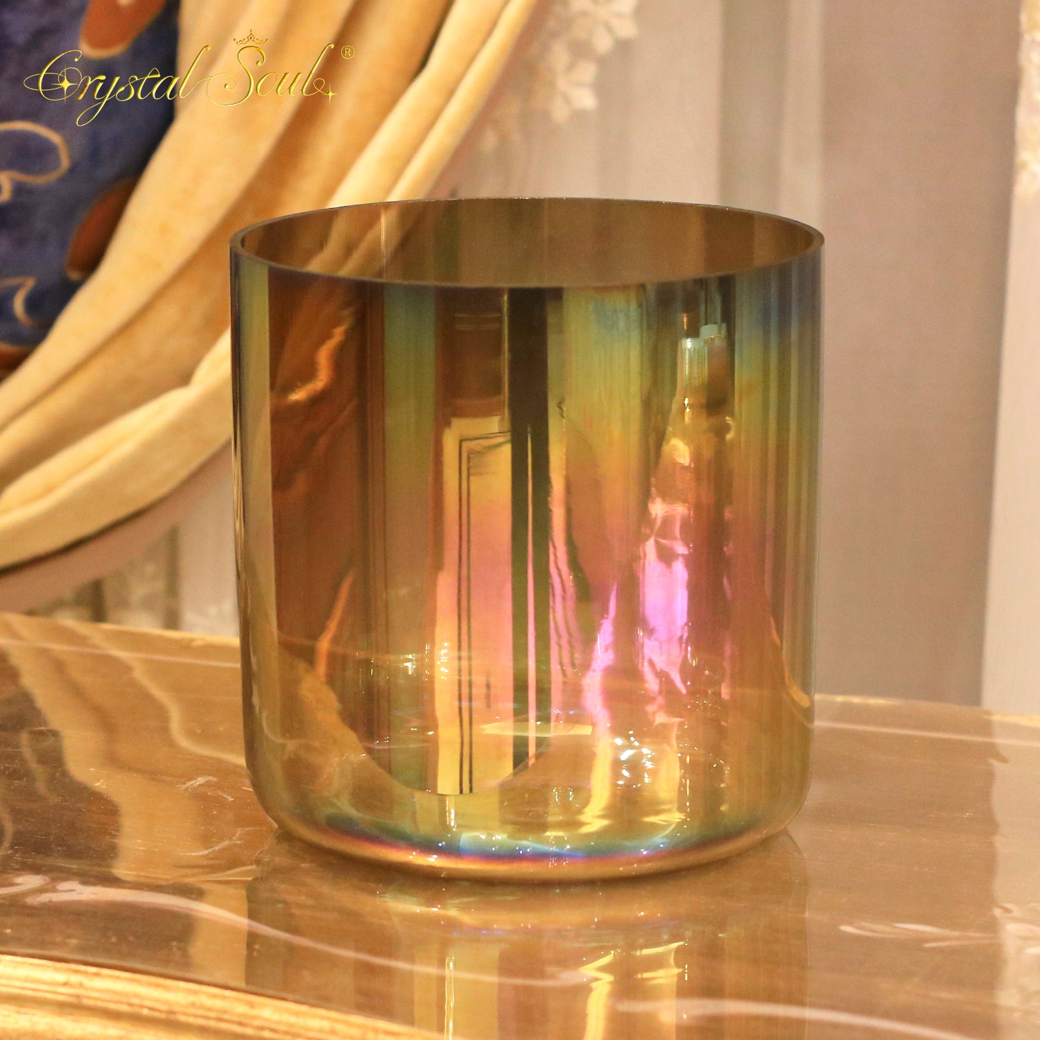 Crystal Soul Superior Design New Arrival Champagne Gold-Brown Alchemy Crystal Bowl