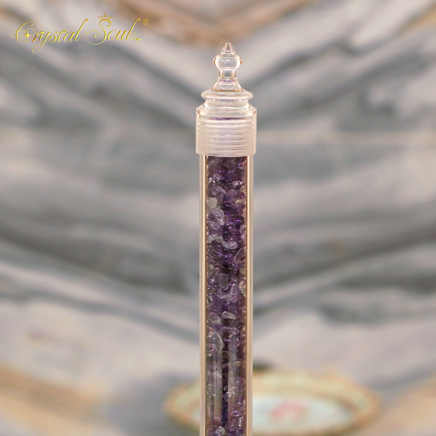 Crystal Soul Amethyst Handle Purple Gradient Aurora Crystal Handle Bowl