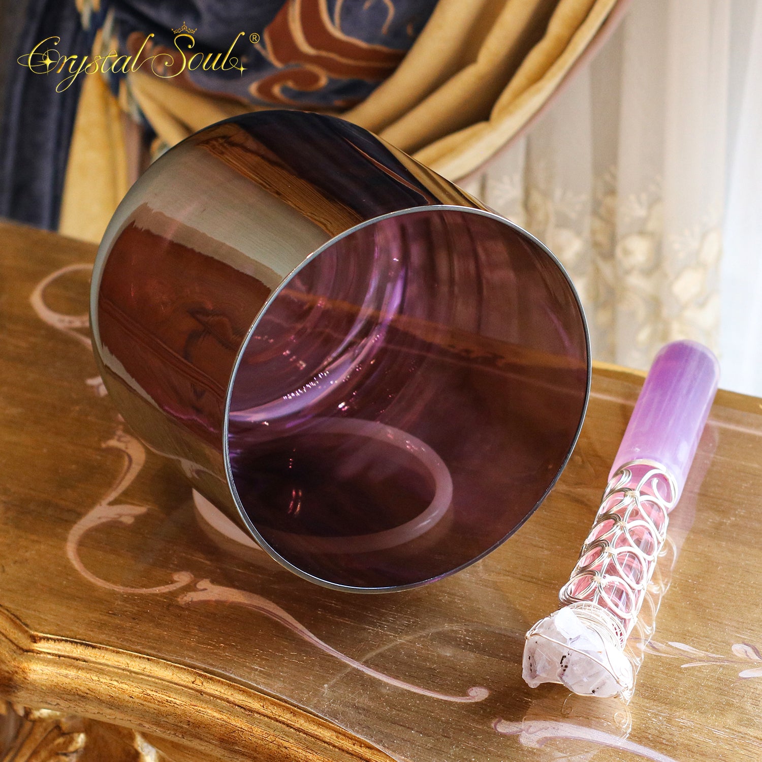 Crystal Soul Multi-Changing Golden Brown Crystal Singing Bowl