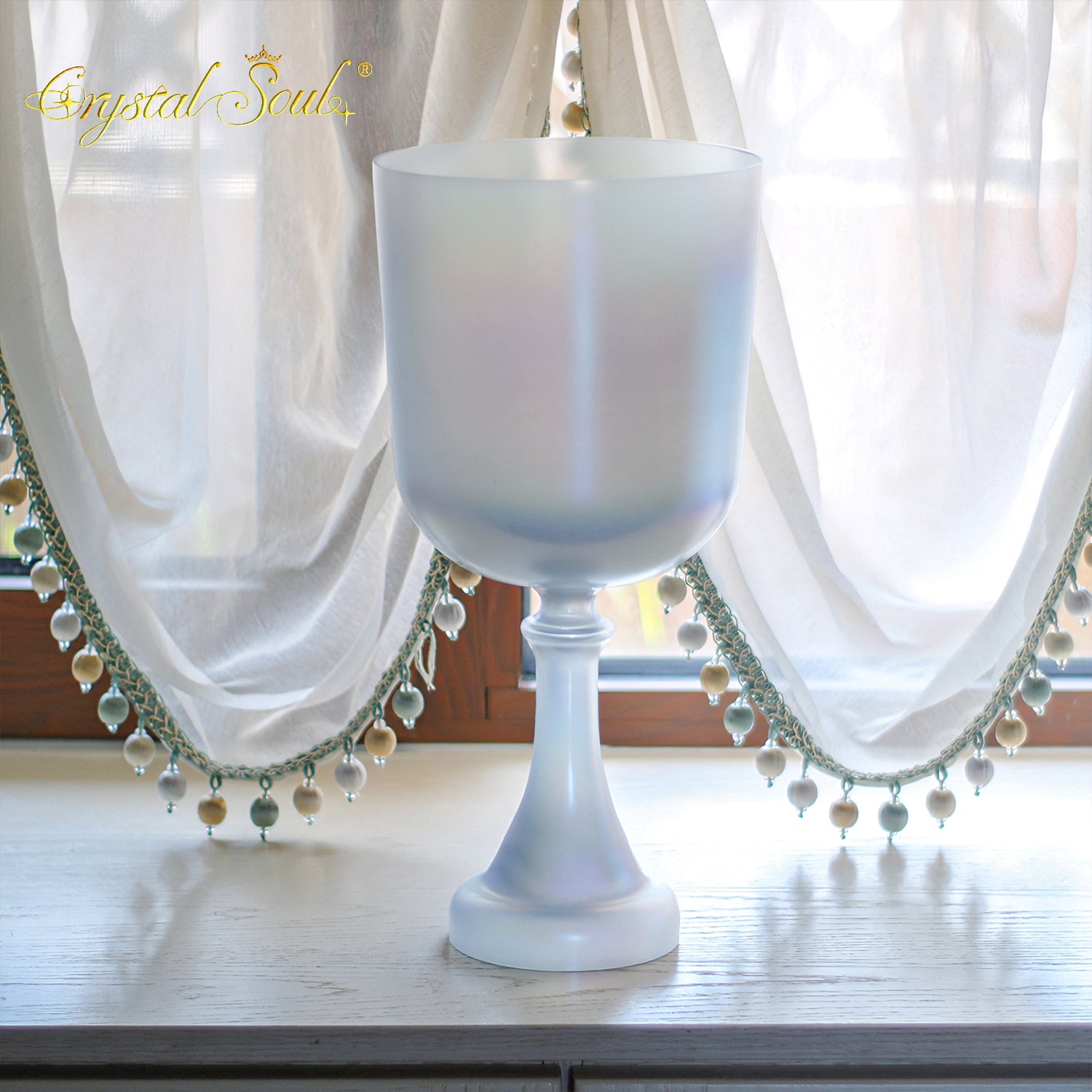 Crystal Soul Mist-Blue Aurora Frosted Holy Grail Alchemy Crystal Bowl