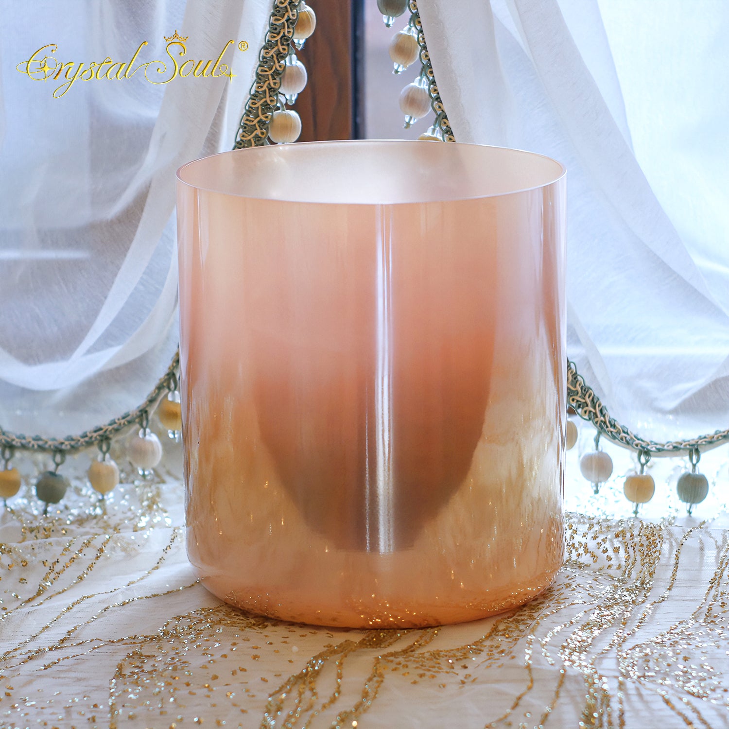 Crystal Soul Sunset Orange Gold Alchemy Crystal Bowl
