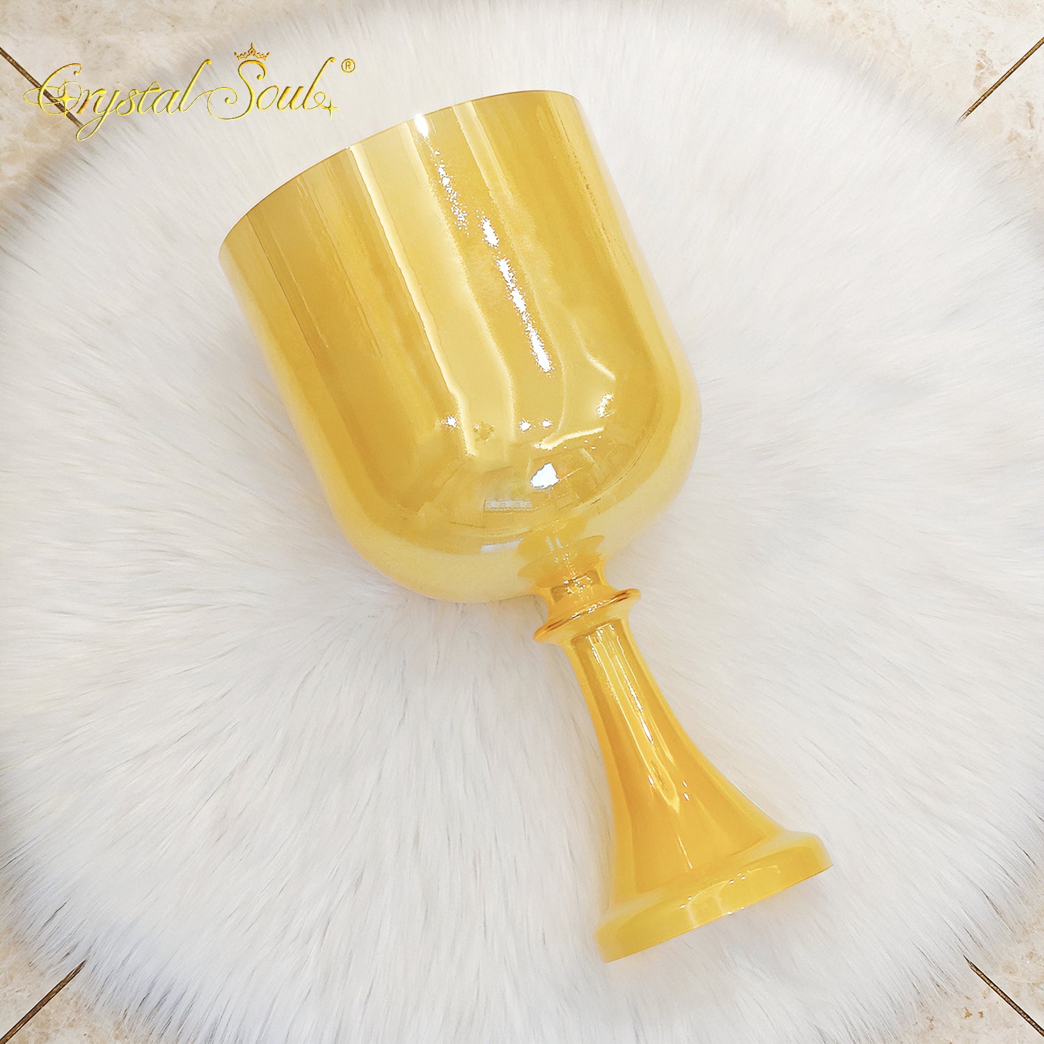 Crystal Soul Glazed Yellow Holy Grail Crystal Singing Bowl