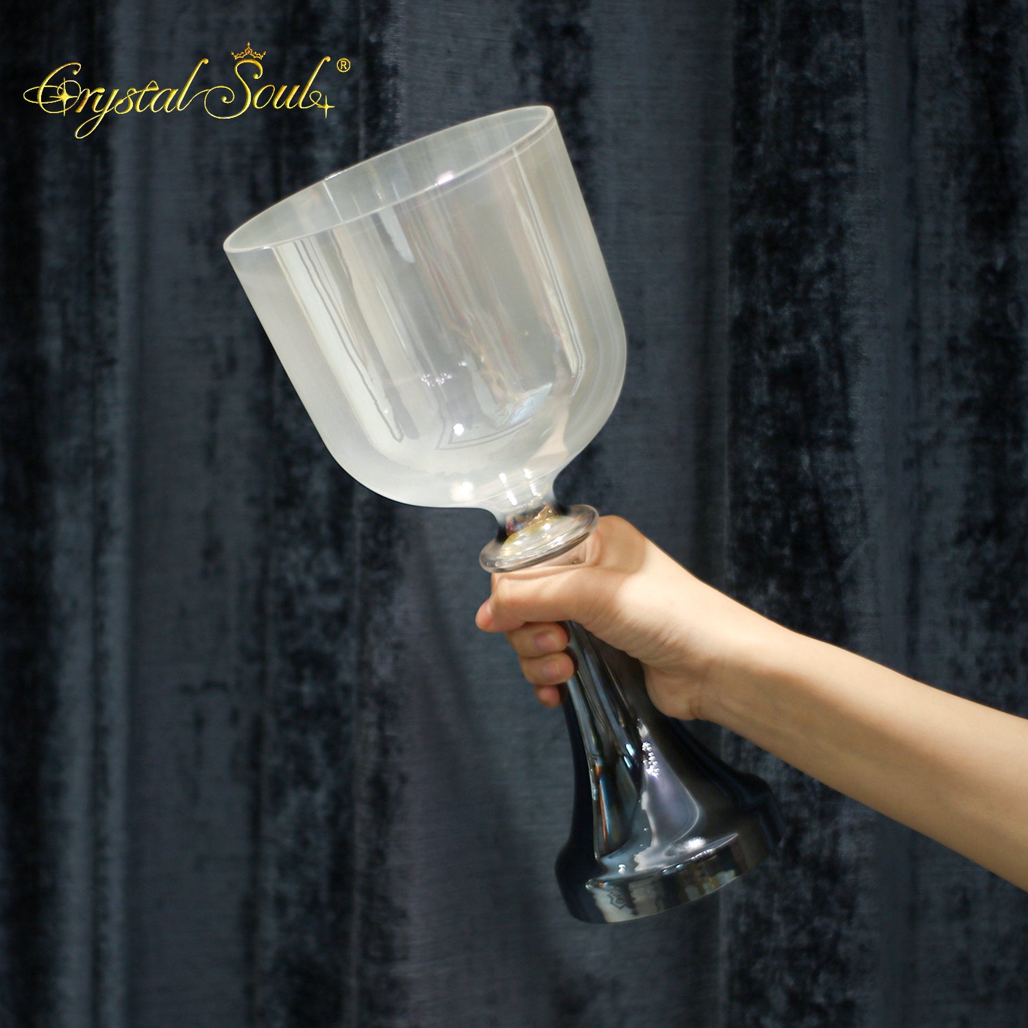 Crystal Soul Black-Gray-Silver-White Pearl Gradient Holy Grail Crystal Bowl