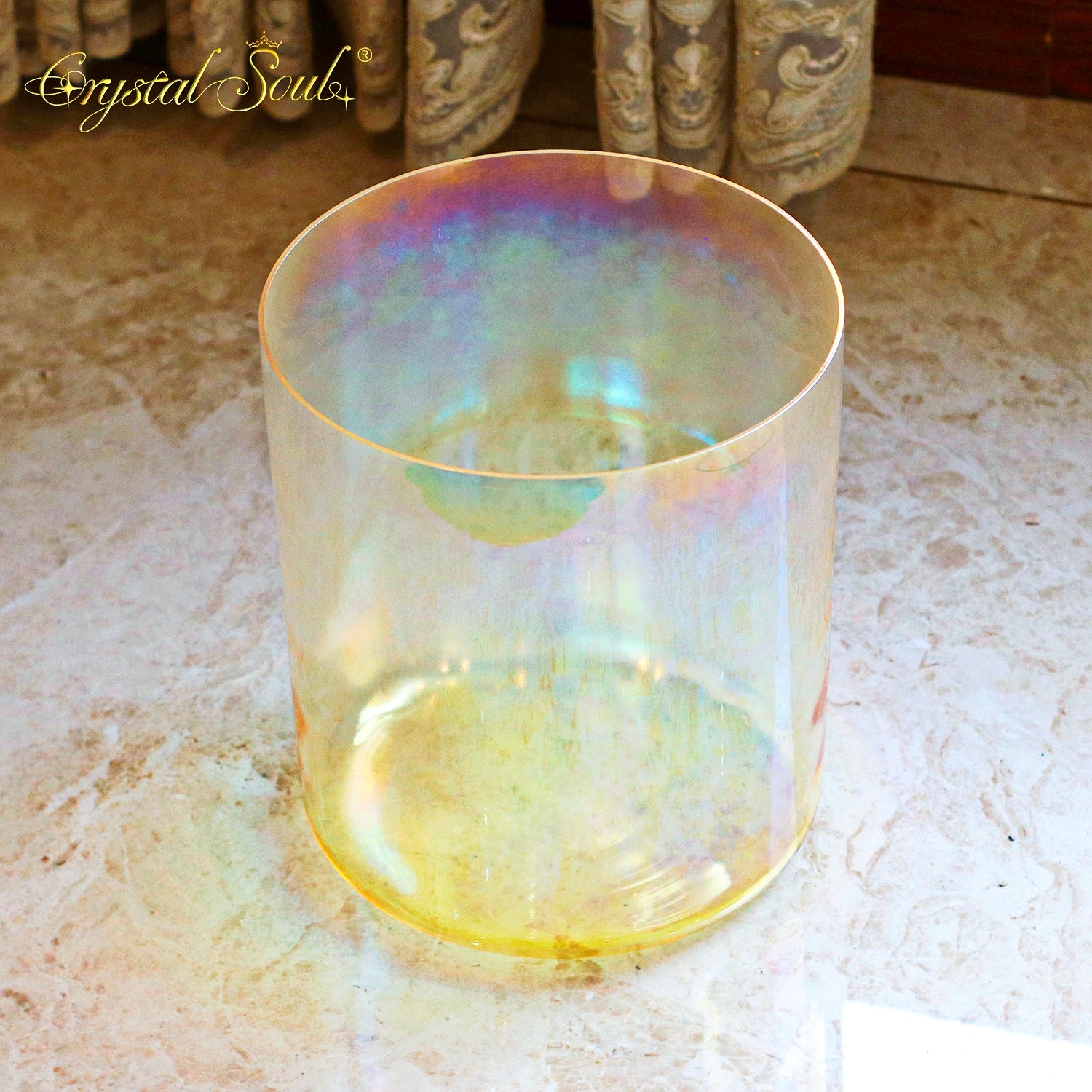 Crystal Soul Classic Chakra Clear Gradient Yellow Alchemy Crystal Bowl