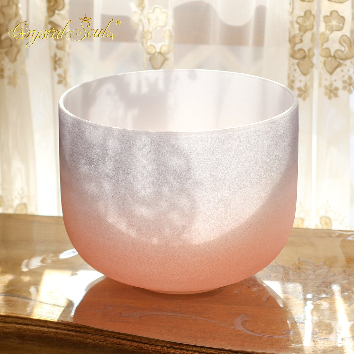 Crystal Soul Gray-Orange Gradient Frosted Crystal Bowl