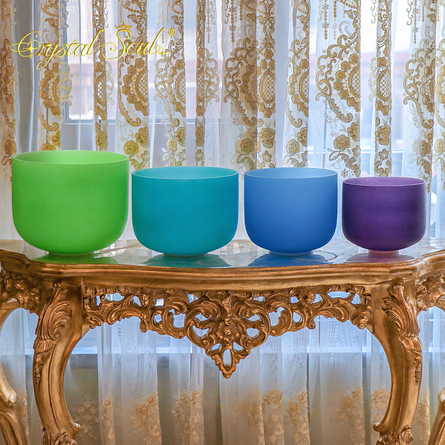 Crystal Soul Classic Seven Chakra Frosted Crystal Bowl