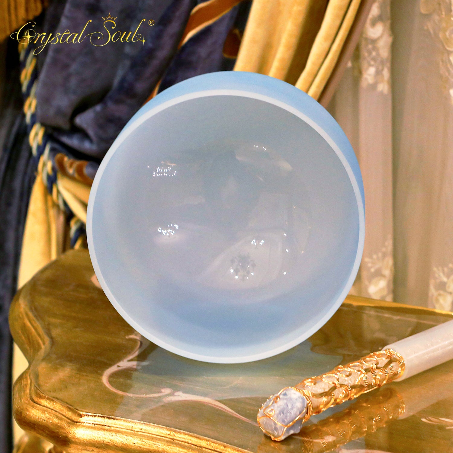 Crystal Soul Macaron Azure Frosted Crystal Singing Bowl