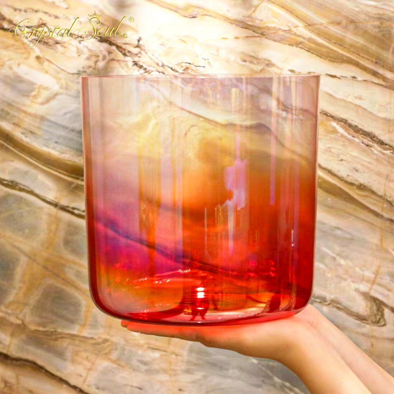 Crystal Soul Classic Chakra Clear Gradient Red Alchemy Crystal Bowl