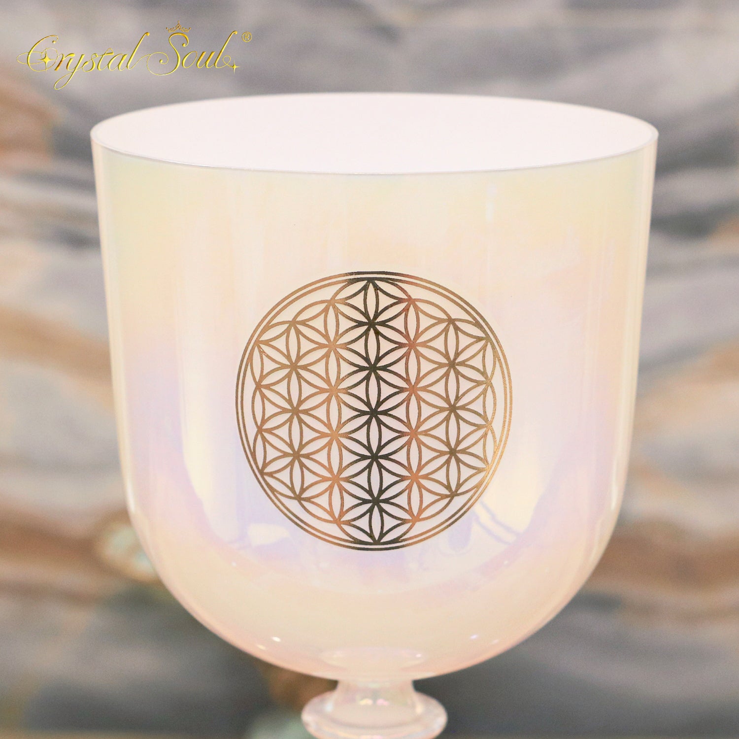 Crystal Soul Flower of Life White Holy Chalice Alchemy Crystal Bowl