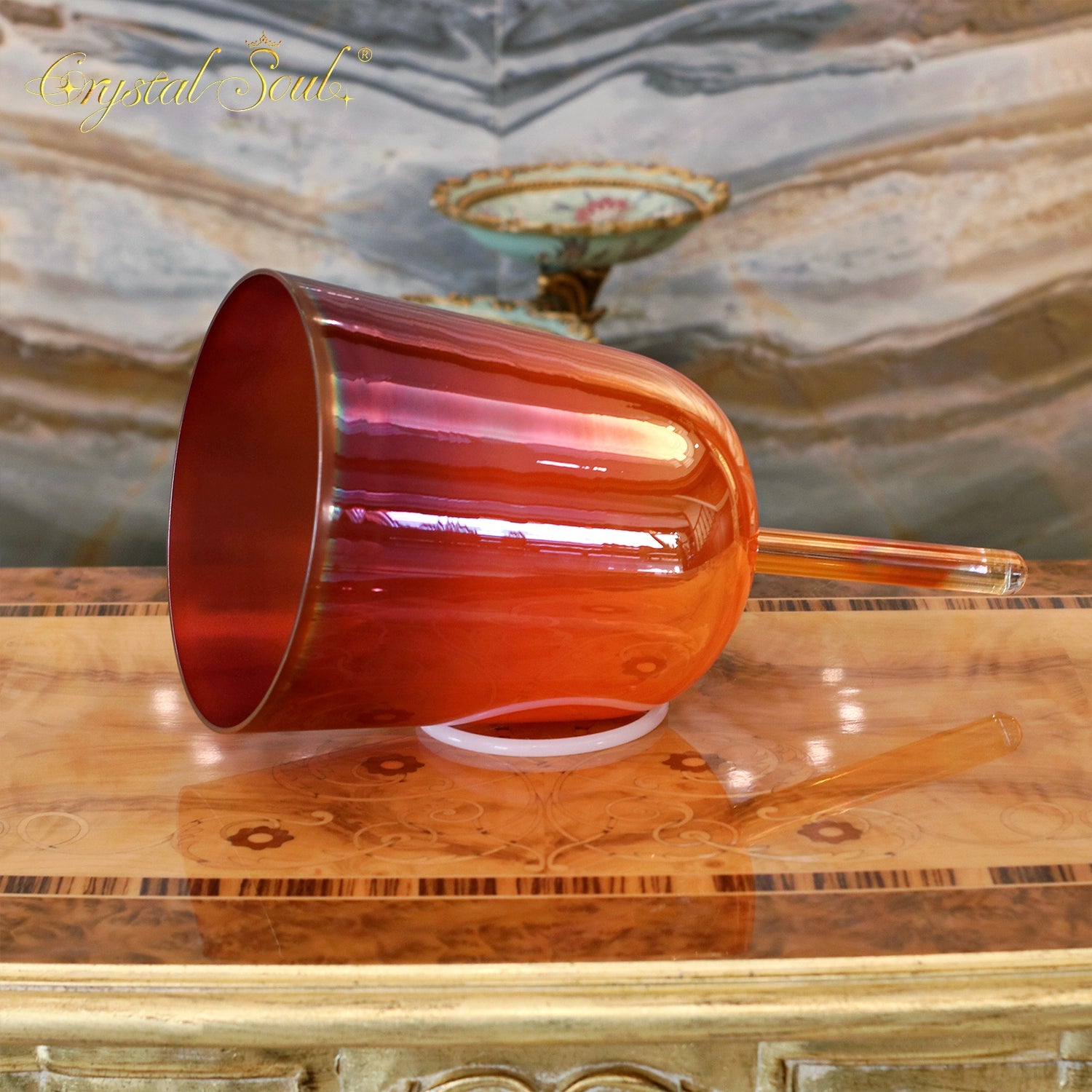Crystal Soul Precious Metal Platinum Handle Alchemy Crystal Bowl