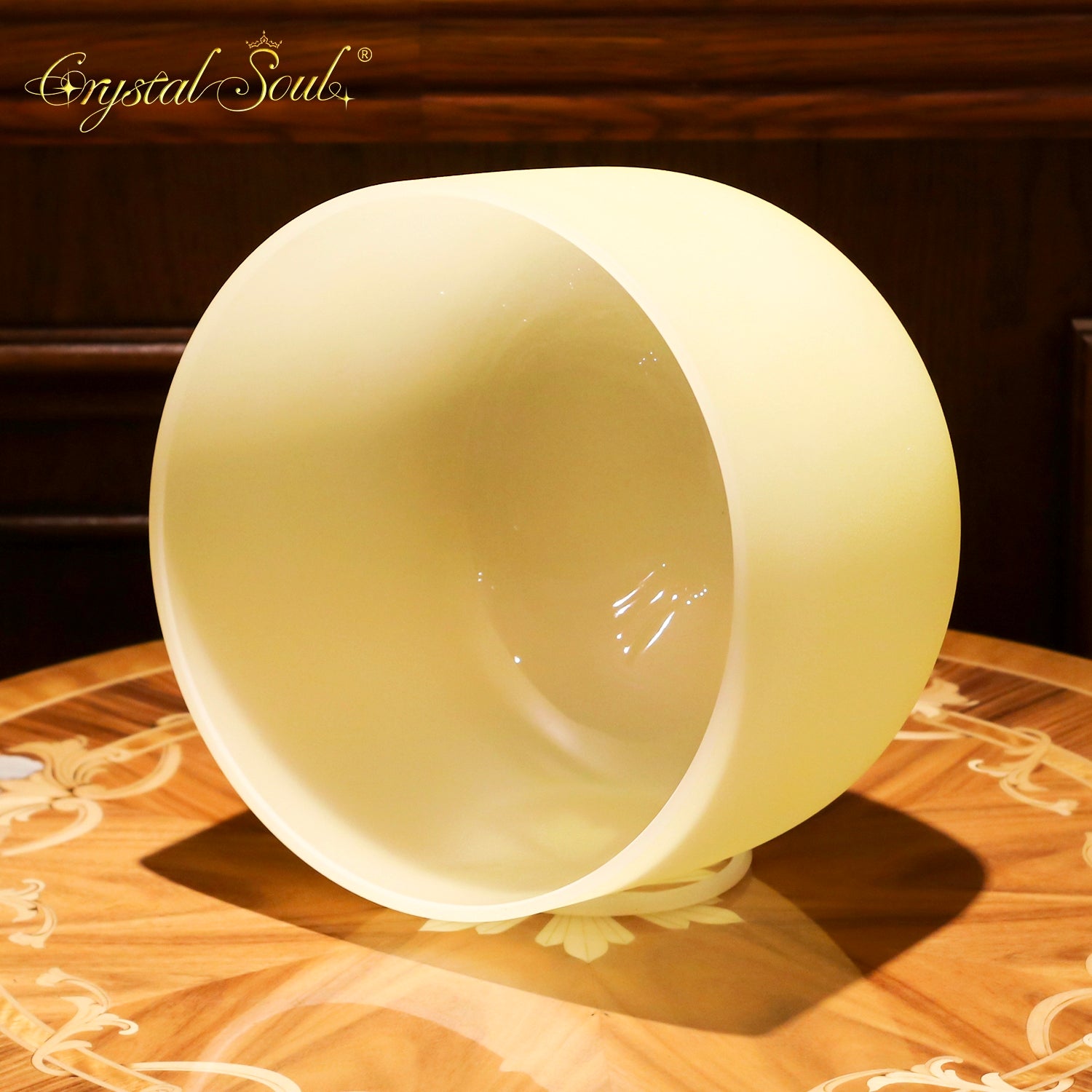 Crystal Soul Macaron Yellow Frosted Crystal Singing Bowl