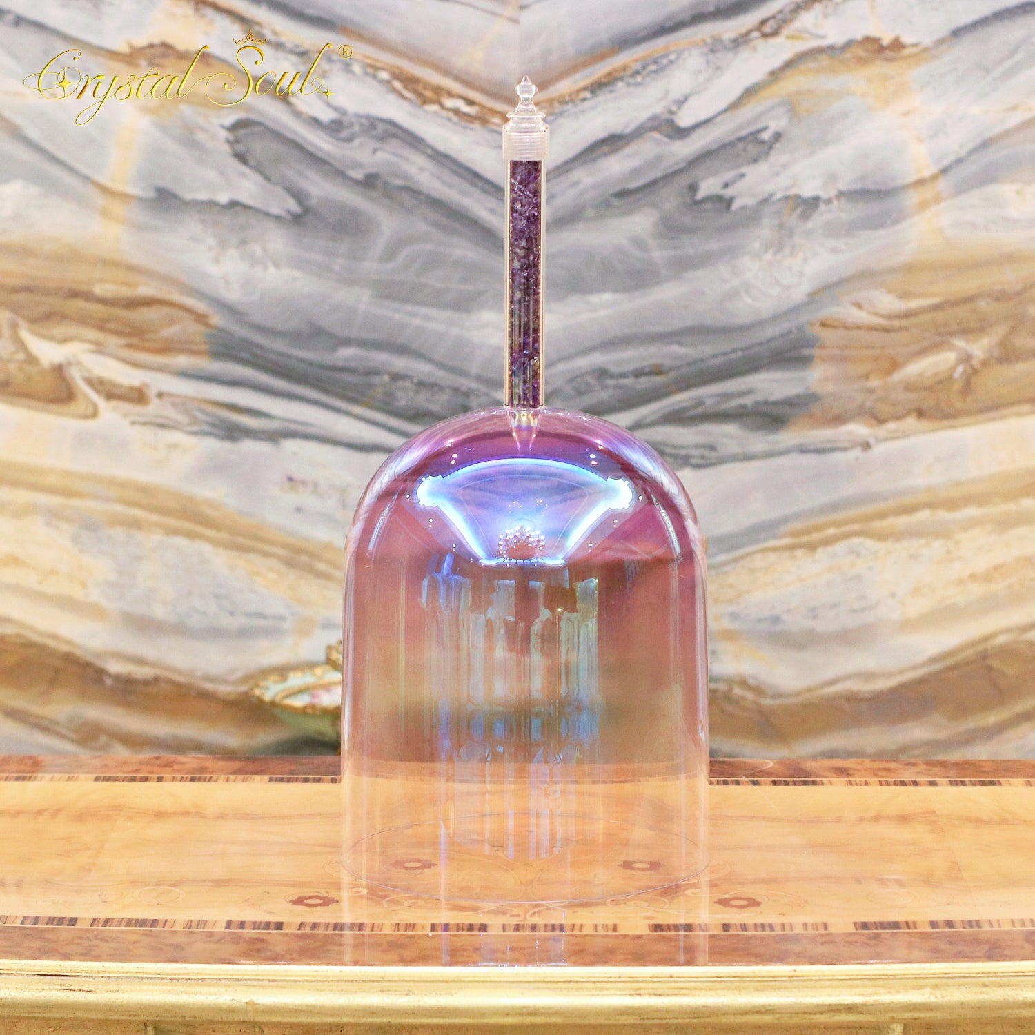 Crystal Soul Amethyst Handle Purple Gradient Aurora Crystal Handle Bowl