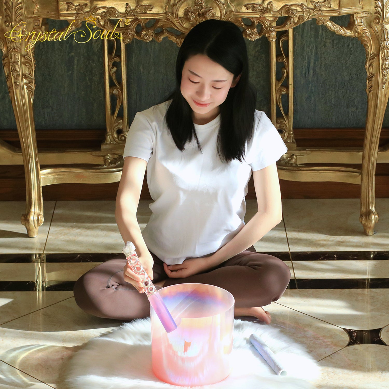 Crystal Soul Gradient Aurora Pink Alchemy Crystal Bowl