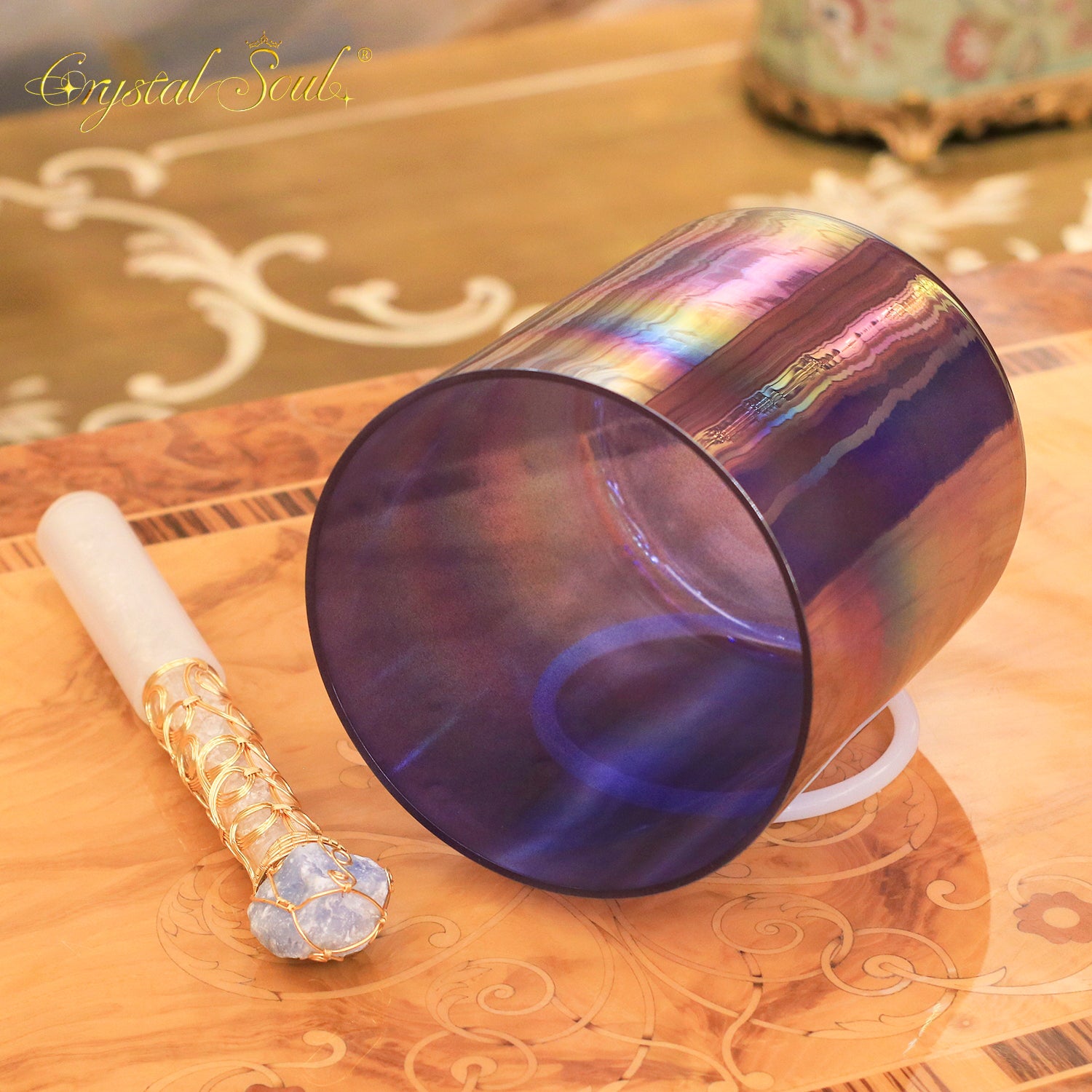 Crystal Soul Superior Design Cosmic Purple Aurora Alchemy Crystal Bowl