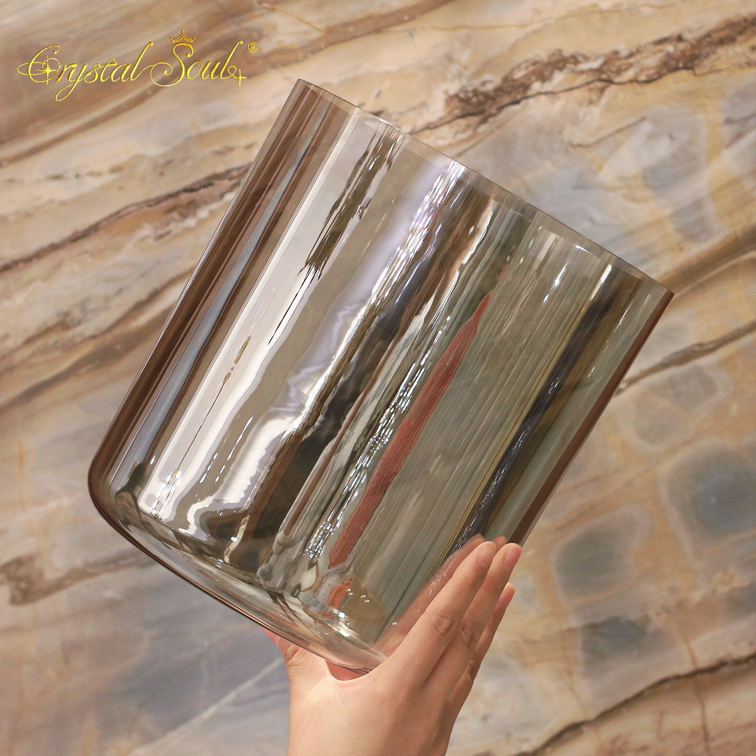 Crystal Soul Exclusively Designed New Color Bright Ash Gray/Tea-Colored Alchemy Crystal Bowl