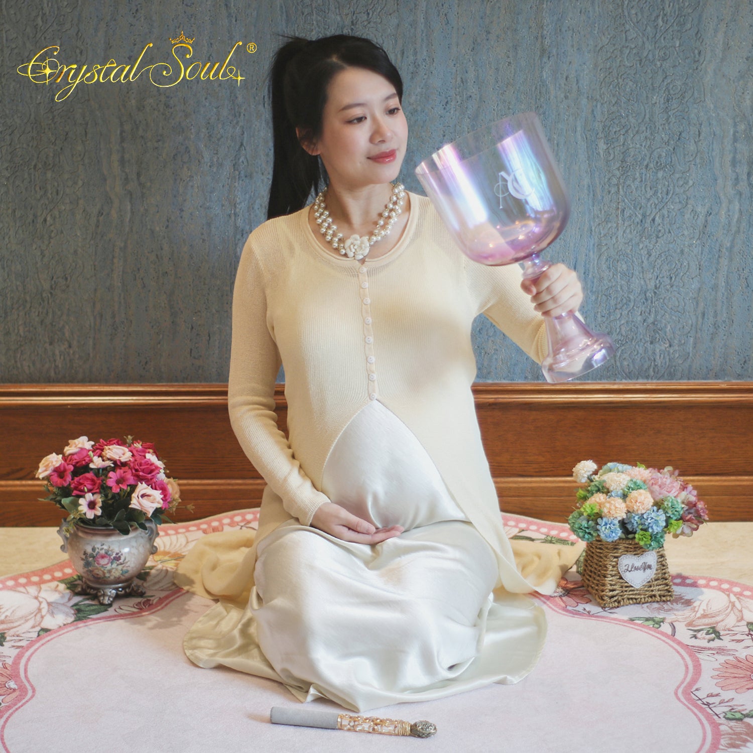 Crystal Soul High Quality Custom Carved Purple Aurora Clear Holy Grail Alchemy Crystal Bowl