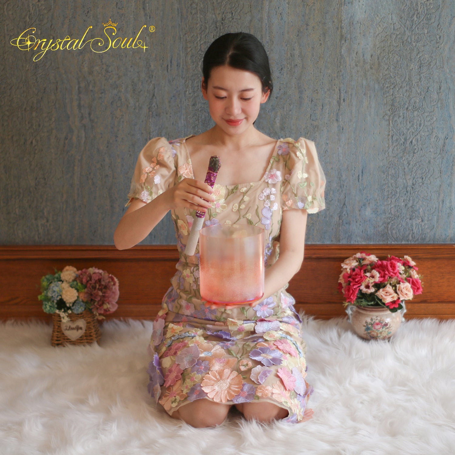 Crystal Soul Premium High Quality Orange Red Sandblasted Alchemy Crystal Bowl