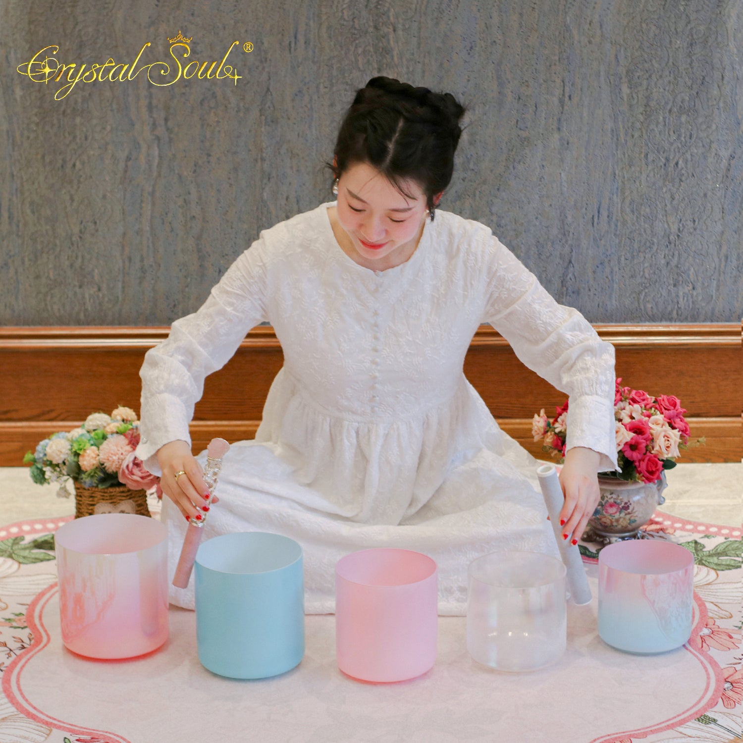 Crystal Soul Sea Breeze Cherry Blossom Premium Custom Edition Alchemy Crystal Bowl Harmony Set