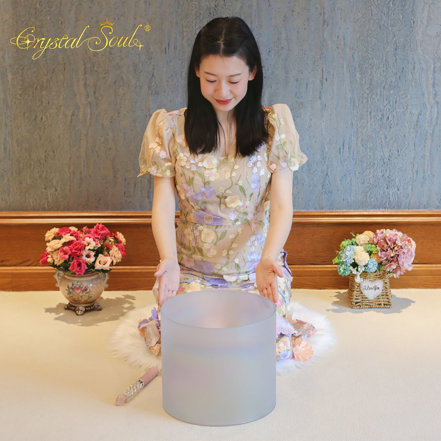 Crystal Soul 12" Flat-Bottomed Frosted Moonlight Alchemy Crystal Bowl