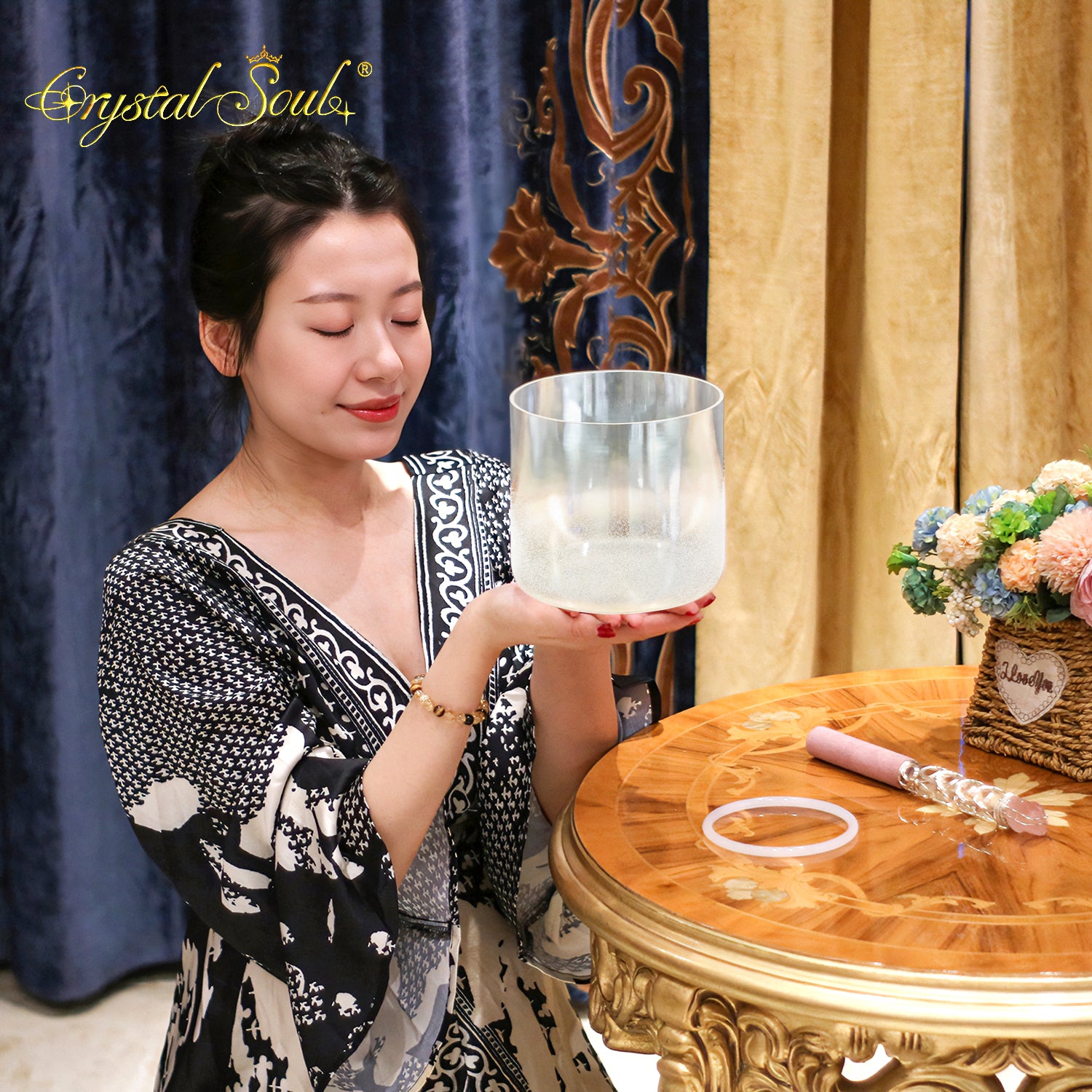 Crystal Soul White Pearl Sandblasted Alchemy Crystal Bowl