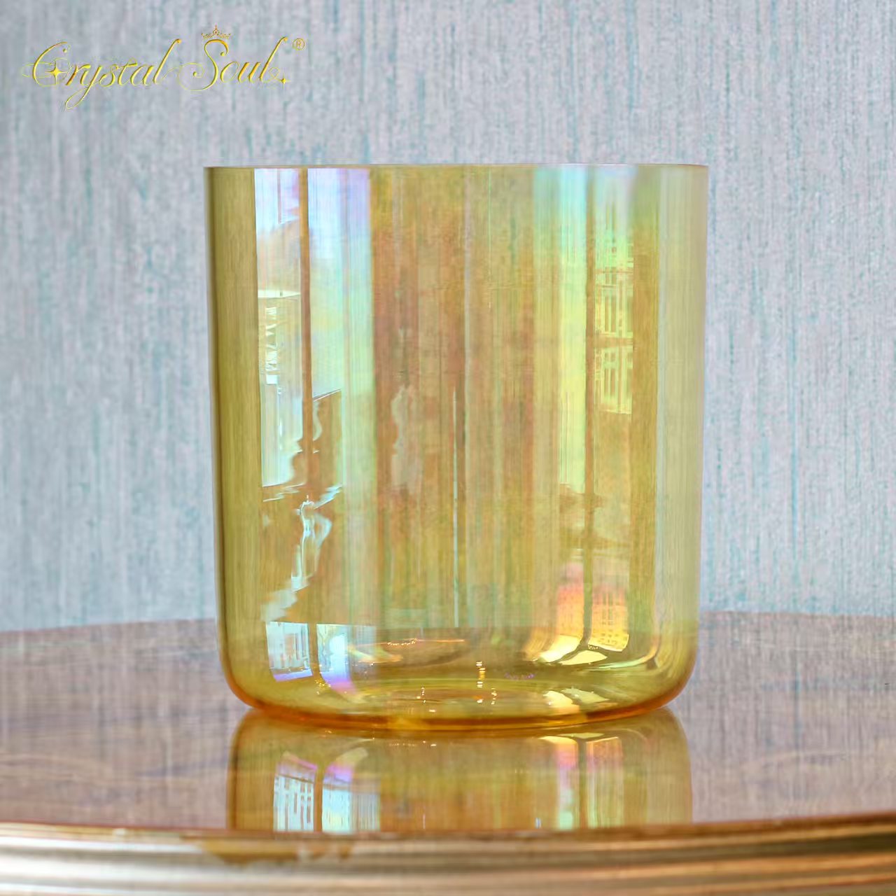 Crystal Soul High Quality Thickened Orange Clear Aurora Alchemy Crystal Bowl