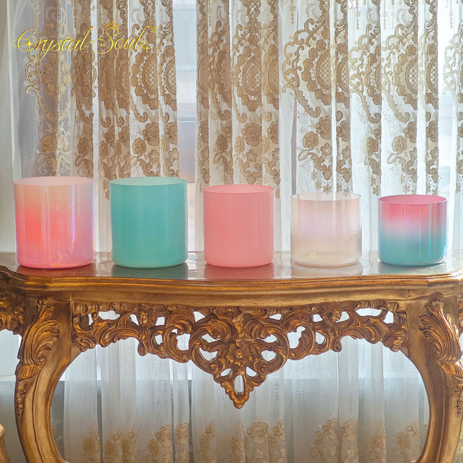 Crystal Soul Sea Breeze Cherry Blossom Premium Custom Edition Alchemy Crystal Bowl Harmony Set