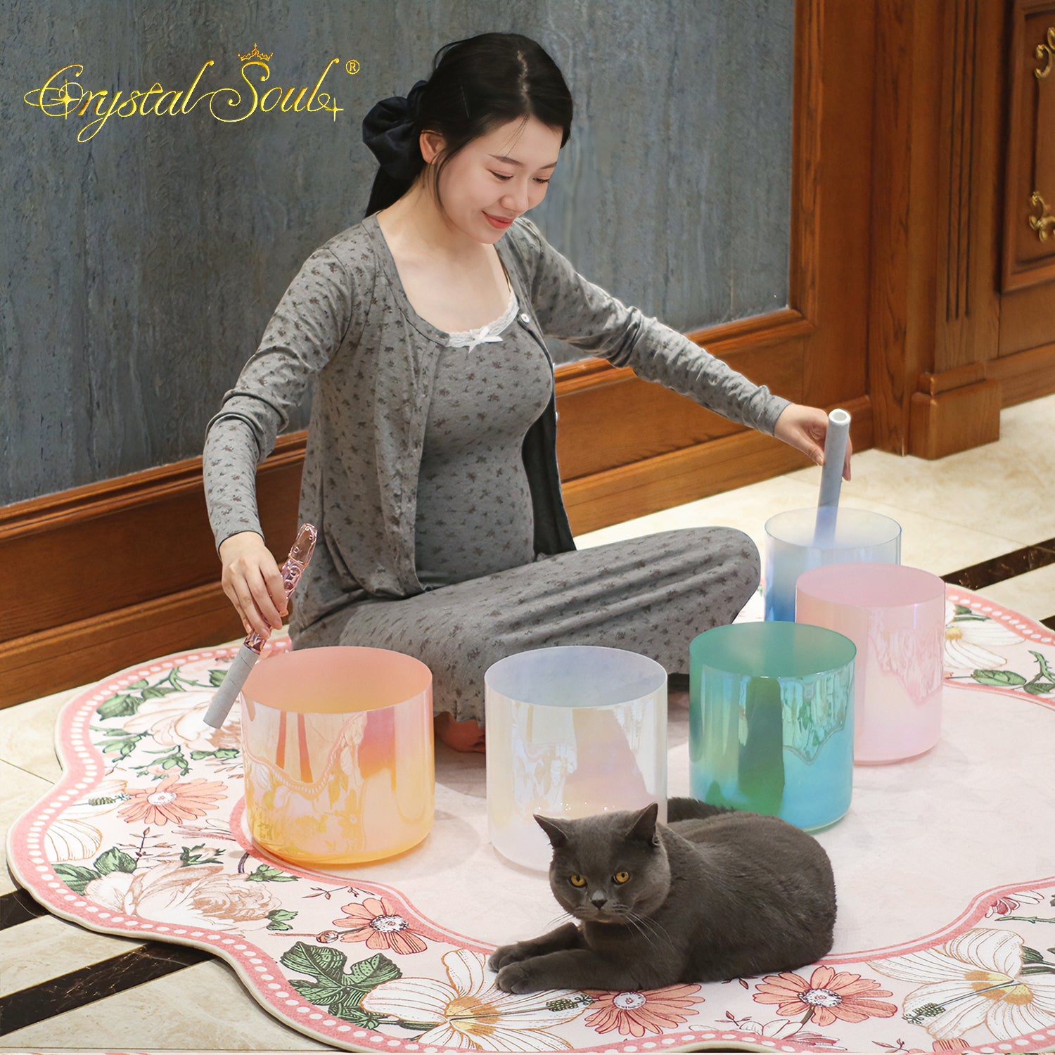 Crystal Soul Chinese Five Elements Crystal Singing Bowl Set