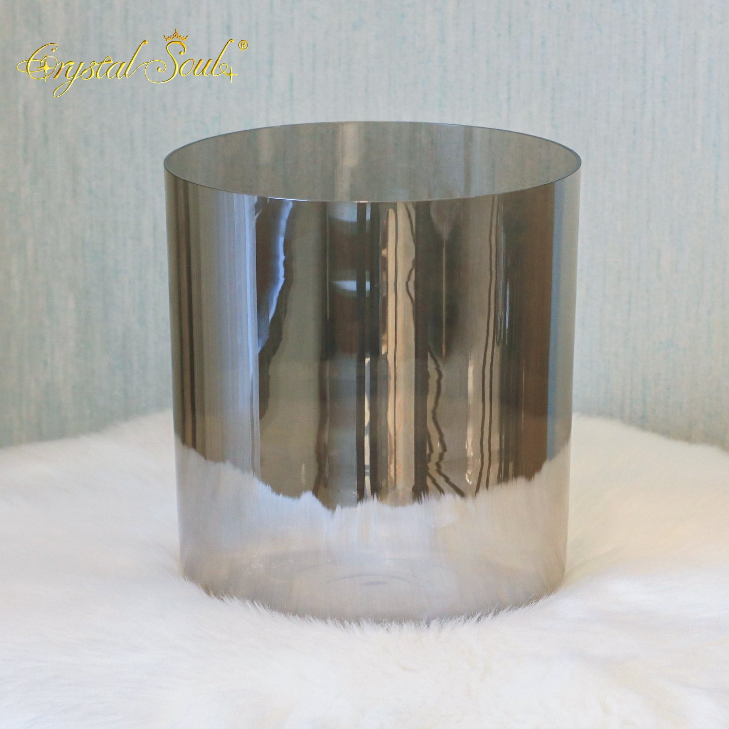 Crystal Soul Exclusively Designed Bright Ash Gray Tea Colored Alchemy Crystal Bowl