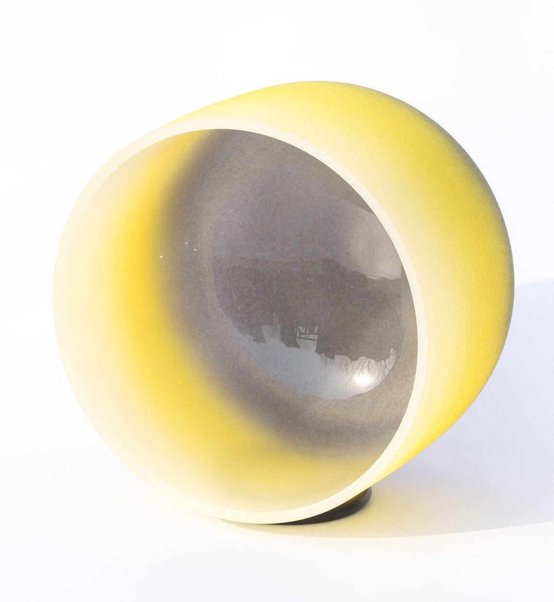 Crystal Soul Black Yellow Gradient Frosted Quartz Crystal Singing Bowl